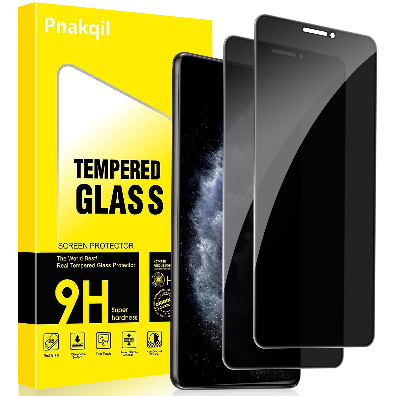 Pnakqil Privacy Screen Protector for iPhone 11 Pro Max, Pack of 2, Privacy Anti-Spy 9H Hardness Privacy Film, Bick Protection Film, Privacy Anti-Spy Scratch-Resistant Bubble-Free Protective Glass