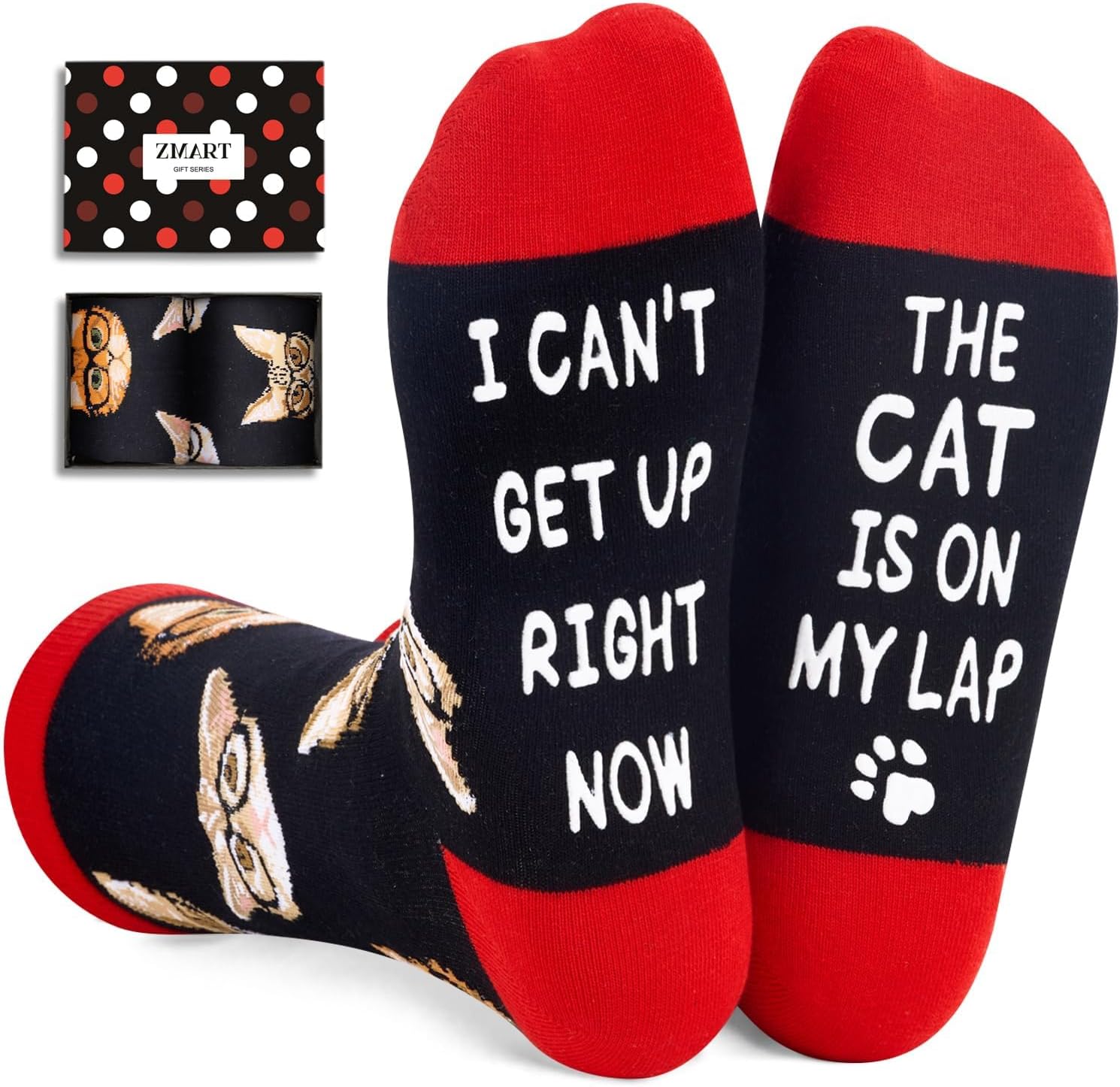 Zmart Funny Dog Cat Mom Gifts - Novelty Pet Lover Socks for Women, Dog Cat Mom Socks for Her - Amazon product rated Grade A
