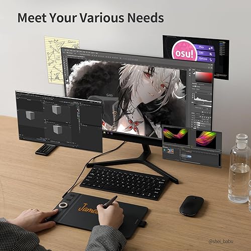 Miniatura 7 de Tableta de dibujo Bluetooth GAOMON WH851 Tableta gráfica de 8 x 5 pulgadas, tableta de arte digital compatible con 16384 niveles, marcación