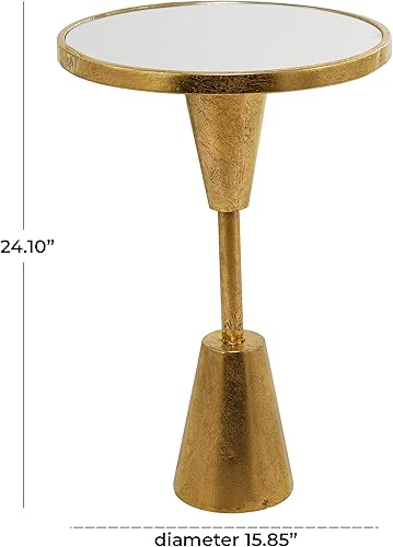 Miniatura 3 de Deco 79 Acento de metal contemporáneo, mesa auxiliar de 16 x 16 x 24 pulgadas, color dorado