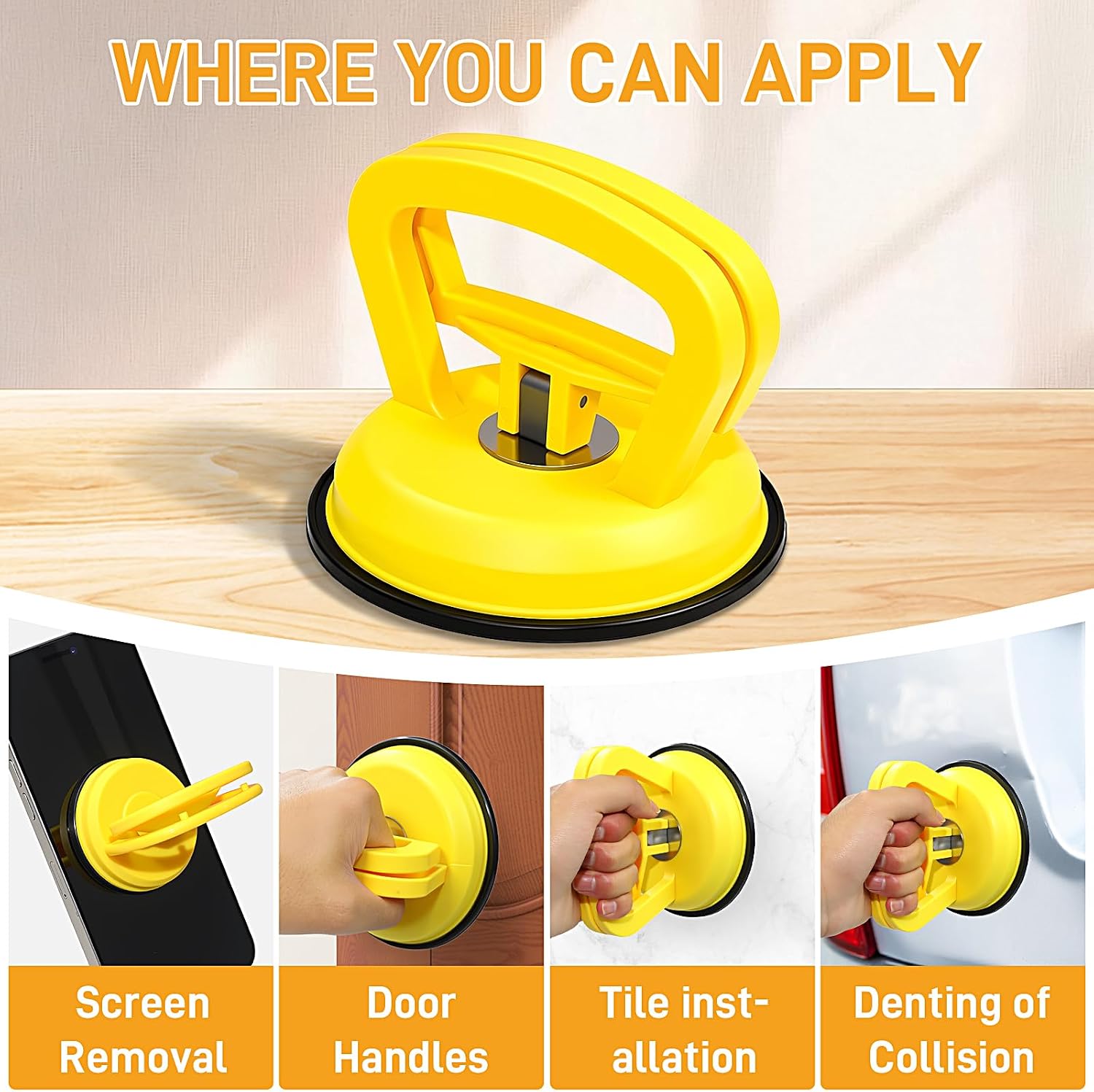 9‑Pack Paintless Dent Repair Suction Cup Kit, Heavy‑Duty Car Dent Puller Tool Set for Auto Body Dents, Glass, Tile Lifting & Heavy Object Moving