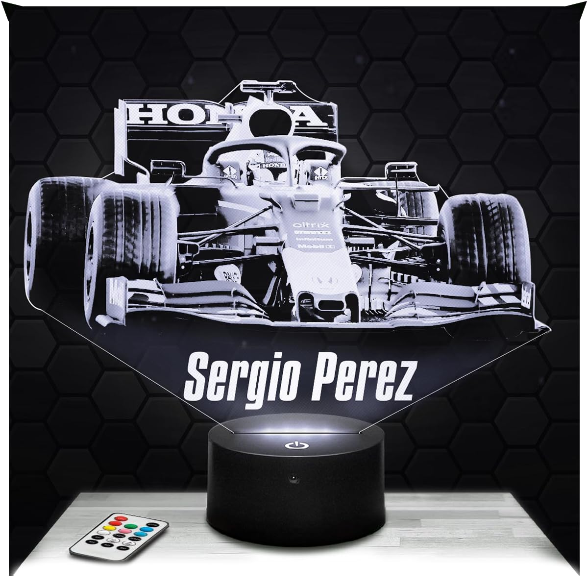 Lampephoto.fr - Formula 1 F1 - Sergio Perez 3D Lamp 3D LED Illusion Night Light, Christmas Birthday Gift idea for Boys and Girls Night Light for Child or Adult, Gifts Merchandising, Led Bedside Lamp
