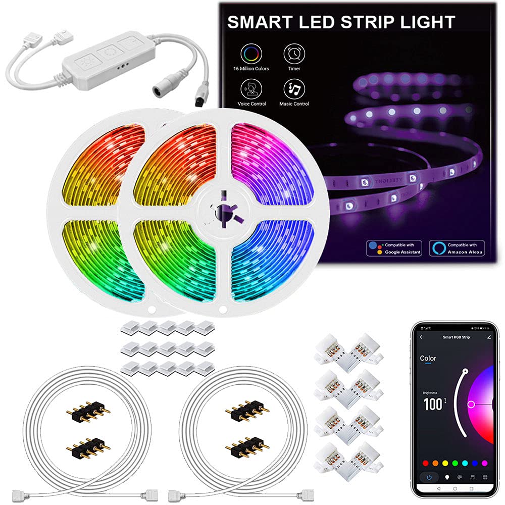 ZPT Electronics Wifi controlled smart LED Strip Lights, 10 Meters led Strip with 10 Meters Extension cable, Color Changing LED Strip Lights with IR Remote for Home Lighting Flexible Strip Lights
