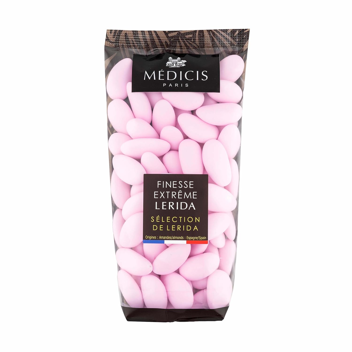 Medicis Premium Candied Almond Dragees (French Jordan Almonds) Sugar Coated Candies Ideal as a Party Favor for Weddings and Baby Showers, 75 count bag 8.8oz, Pink (Pack of 2)