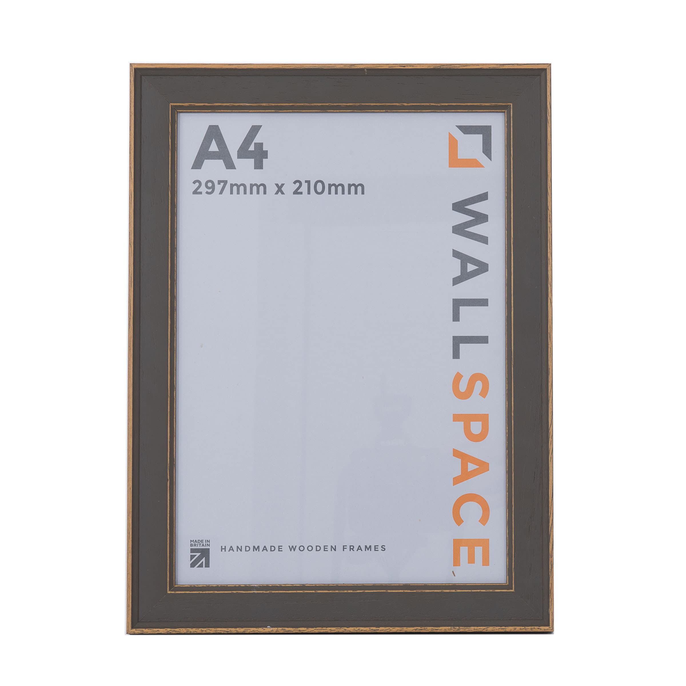 Wall Space A4 Shabby Chic Grey Picture Frame | Grey A4 Photo Frame | 297x210mm | 297 x 210mm | 29.7x21.0cm | Solid Wood Wooden with Real Glass | Certificate Diploma