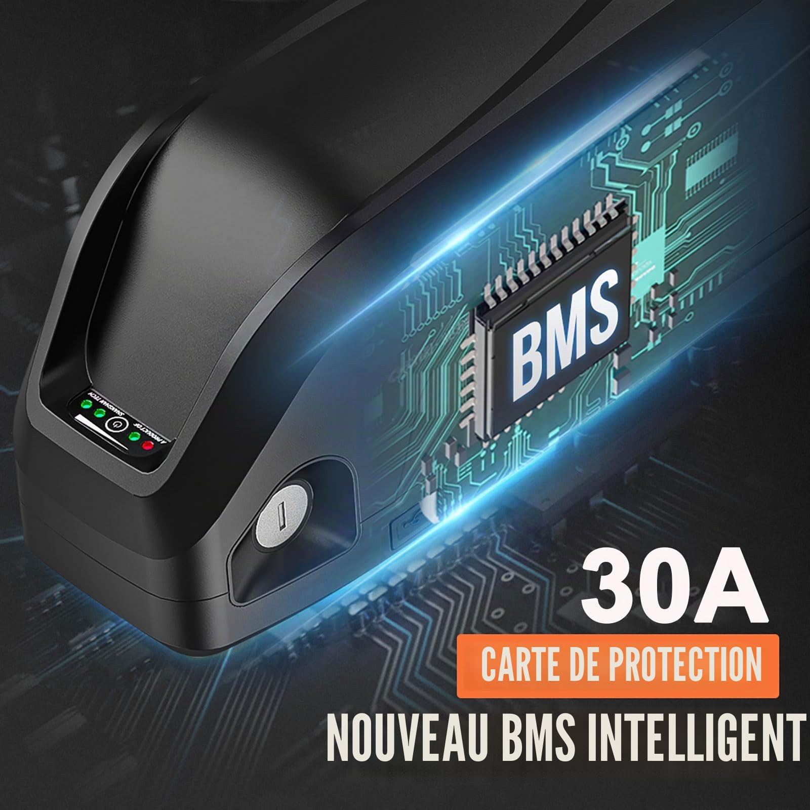 Batterie électrique Mini Format 48V 15Ah pour vélo 250w 500w 750w 1000w | Batterie intégrée au cadre pour 250w 500w 750w 1000w motor vélo électrique (48V 15Ah 6 broches LG/Cells)