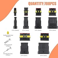 Vista 3 de 708 piezas 43 kits de terminales de conectores eléctricos impermeables para automoción, 39 piezas de herramientas de liberación de pines de conector