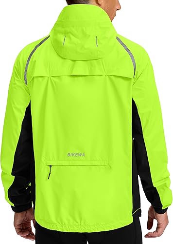 Miniatura 2 de Bikewa - Chaqueta de lluvia para hombre, impermeable, para ciclismo, con capucha, ligera, plegable, cortavientos para bicicleta, chaqueta de running