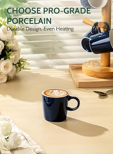 Vista 40 de Sweese Juego de 4 tazas de café expreso de porcelana de 3.5 onzas, tazas de café, tazas demitasse, color blanco