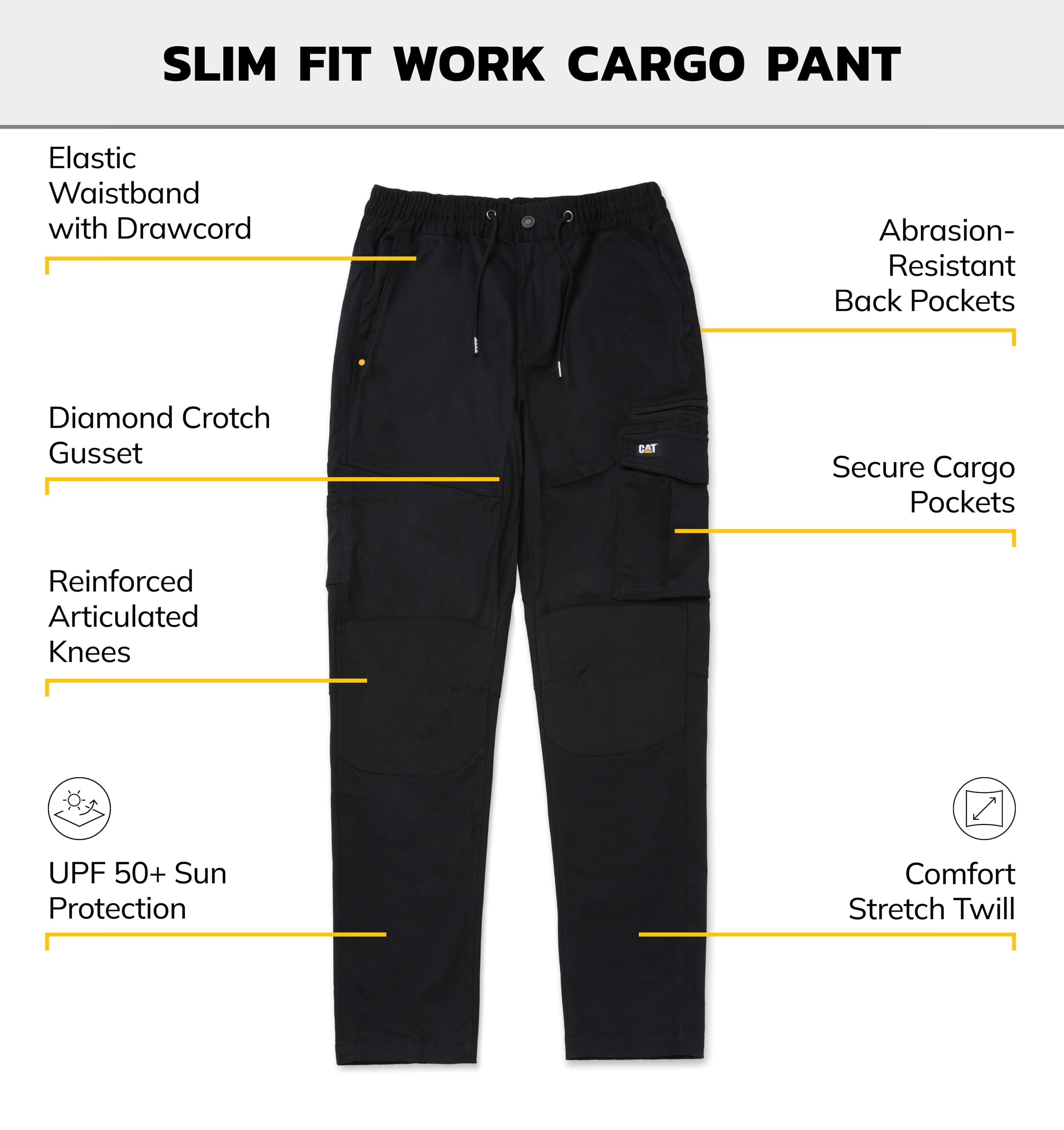 Caterpillar Pantalón Cargo Dinámico Ajustado - Pantalones de utilidades de Trabajo Hombre