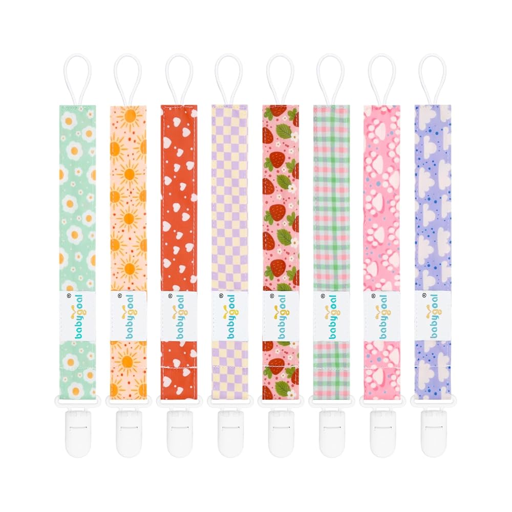 babygoal Plaid Pacifier Clips, 6 Pack Binky Paci Holder Leashes Fits for Most Pacifiers and Binkies 6PS24