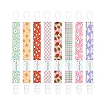 babygoal Plaid Pacifier Clips, 6 Pack Binky Paci Holder Leashes Fits for Most Pacifiers and Binkies 6PS24