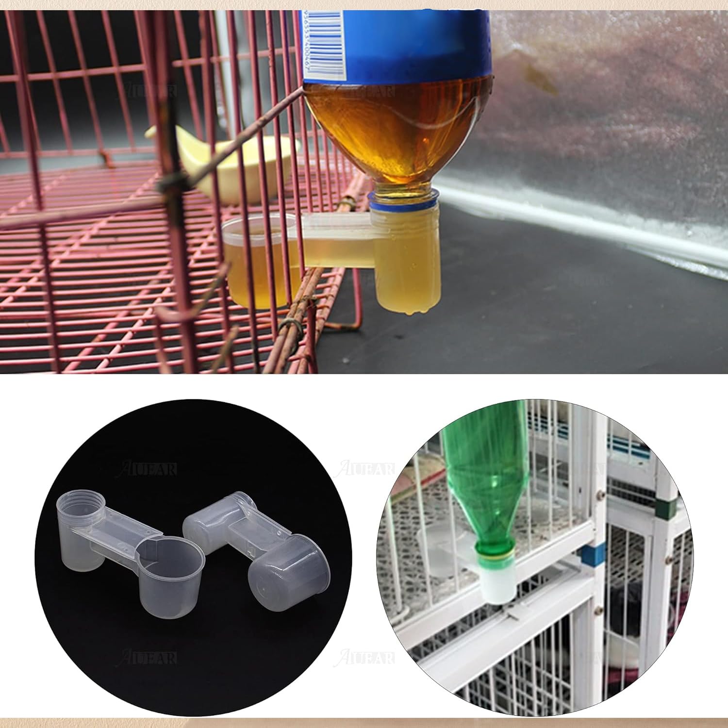 AUEAR, Set of 12 Bird Drinker Feeder Cup Soda Pop Water Bottle Plastic for Pigeons Parrot Chicken Supplies (Clear)