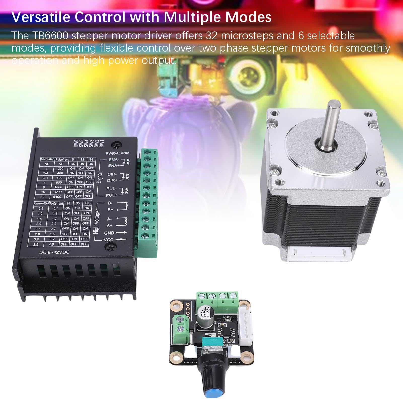 Kit de controlador de motor paso a paso Nema23 23HS5628 126N.cm 2.8A 56 mm 6,35 mm Motor de diámetro de eje con controlador de motor bifásico TB6600 para grabador Impresora 3D