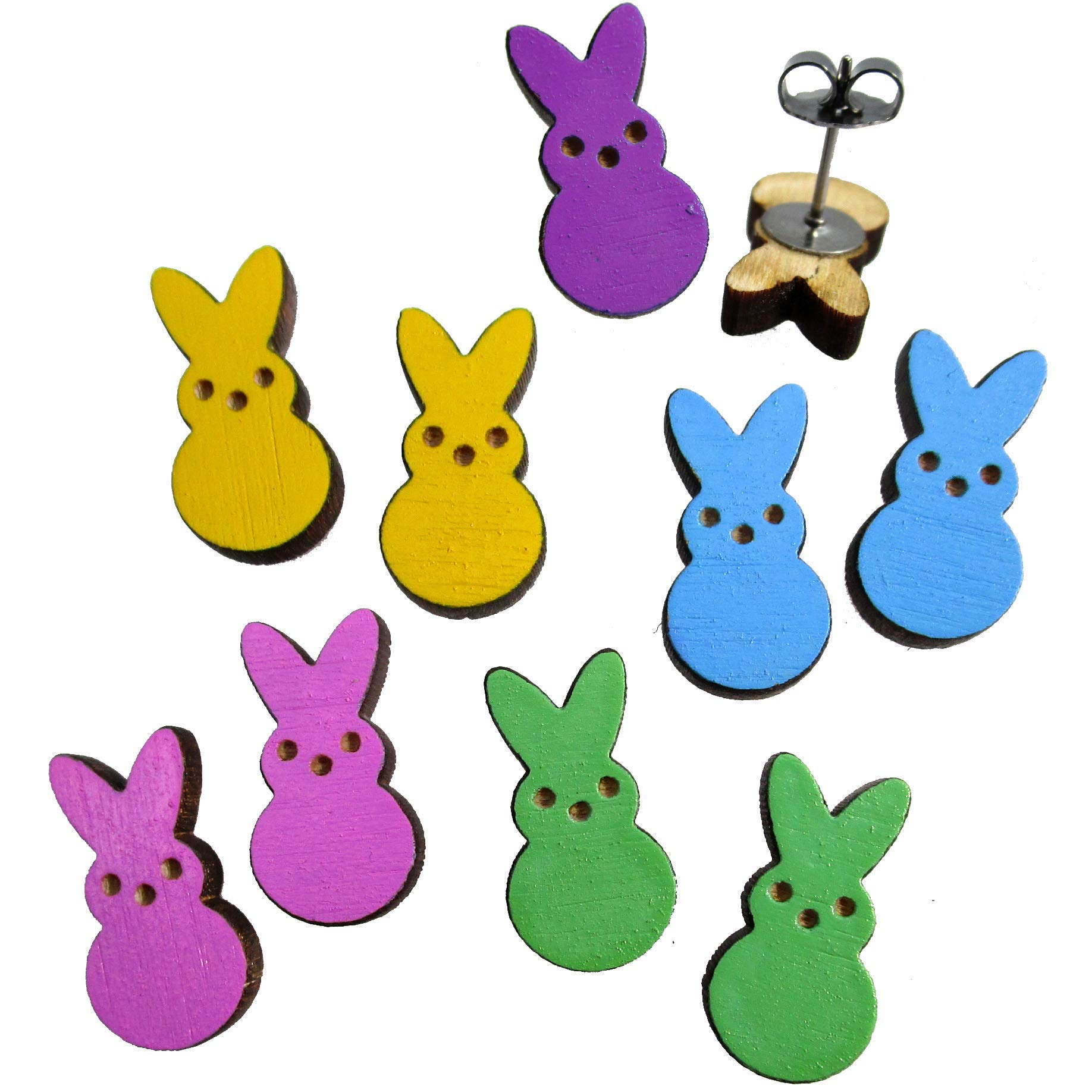 It's Just So YouPick Your Color Little Peeps Shape Easter Bunny Marshmallow Candy Stud Earrings, Easter Basket Present Jewelry