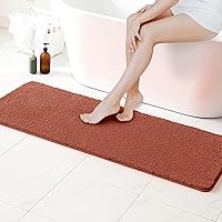 Vista 19 de MIULEE Alfombras de baño naranjas en forma de U, de microfibra suave y absorbente, antideslizantes, de secado rápido, esponjosas, para base