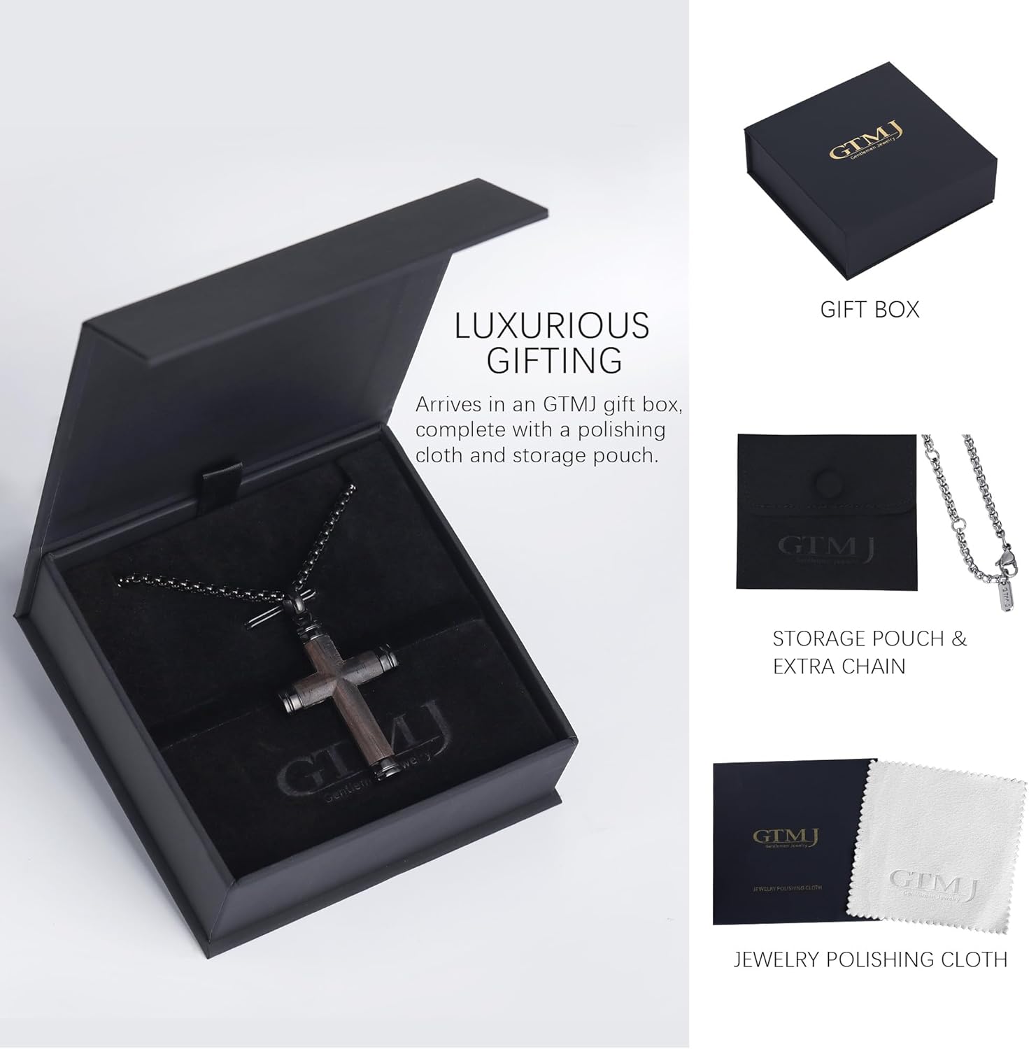 Cross Necklace for Men -Stainless Steel & Wood Adjustable Box Chain 24-26in, Spiritual Jewelry Gift for Him, Everyday Wear - Image 7