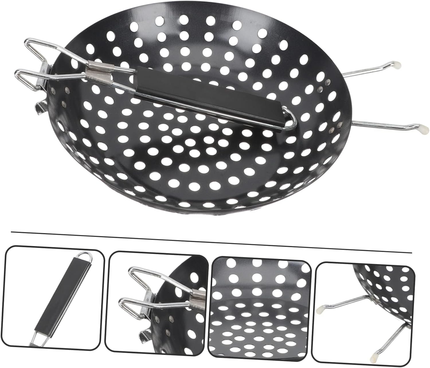 Outdoor Nonstick Grill Pan Folding Handle Grilling Skillet for Picnics and Parties Bbq Accessory Even Heat Distribution