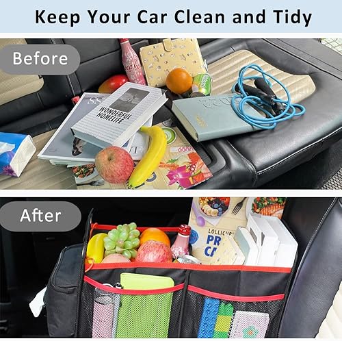 Miniatura 7 de COVAX Organizador de maletero de automóvil, almacenamiento plegable para asiento trasero con soporte aislado para bebidas, organizador de asiento