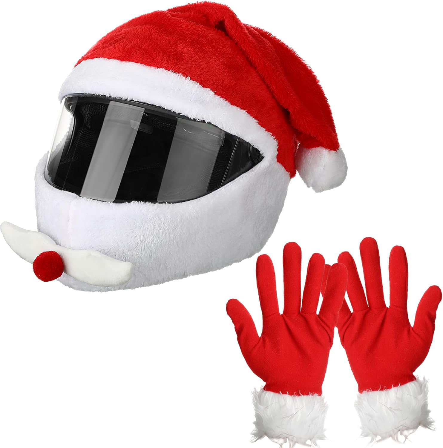 Cutecrop 2 Pcs Christmas Santa Motorcycle Helmet Cover and