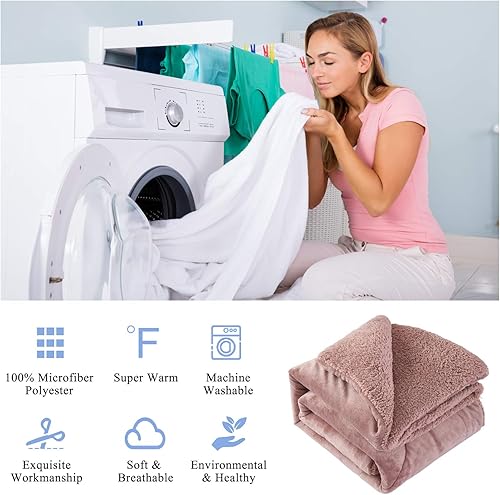 Miniatura 7 de Manta de lana JML, manta de Sherpa de 3 piezas, muy suave, cálida, estilo coreano, reversible, manta de borrego para el invierno estampada