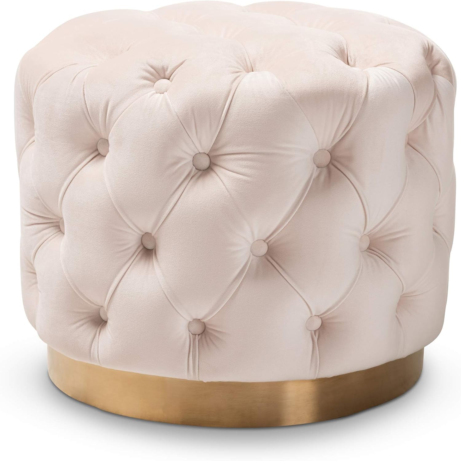 Baxton Studio Ottomans, One Size, Light Beige/Gold