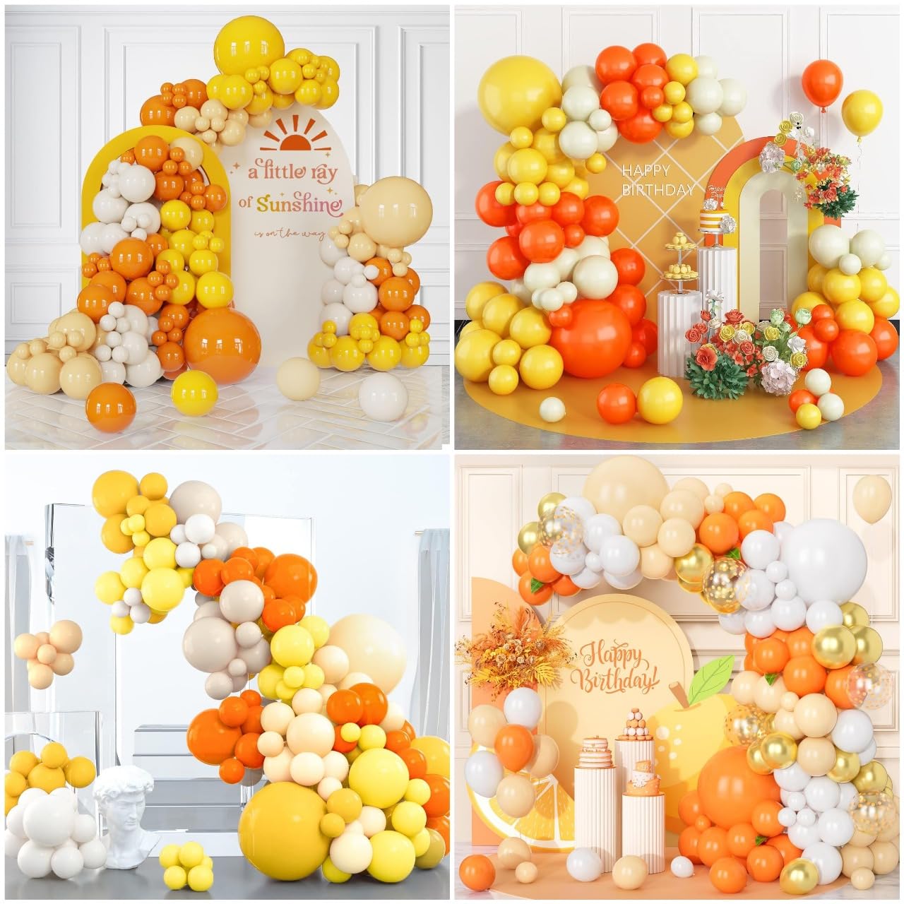 Henoyso 4 Ghirlande Per Feste A Tema Arancione - Decorazioni Con Fette Di Agrumi, Banner Compleanno, Baby Shower, Sfondo Foto - 3