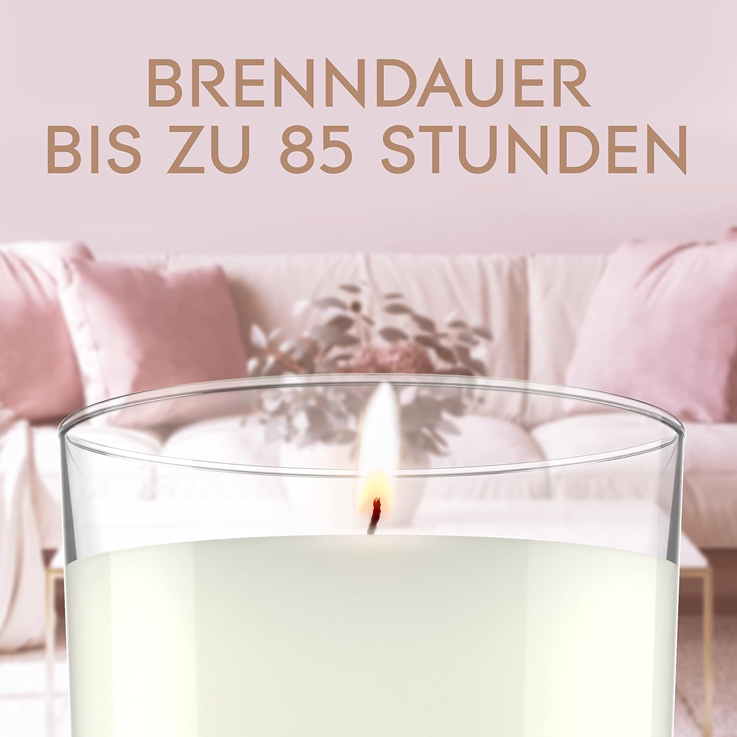 Glade Extra Large Scented Candle in Glass, Gift, Wild Rose Petals, 454 g, Long Burning Time up to 85 Hours