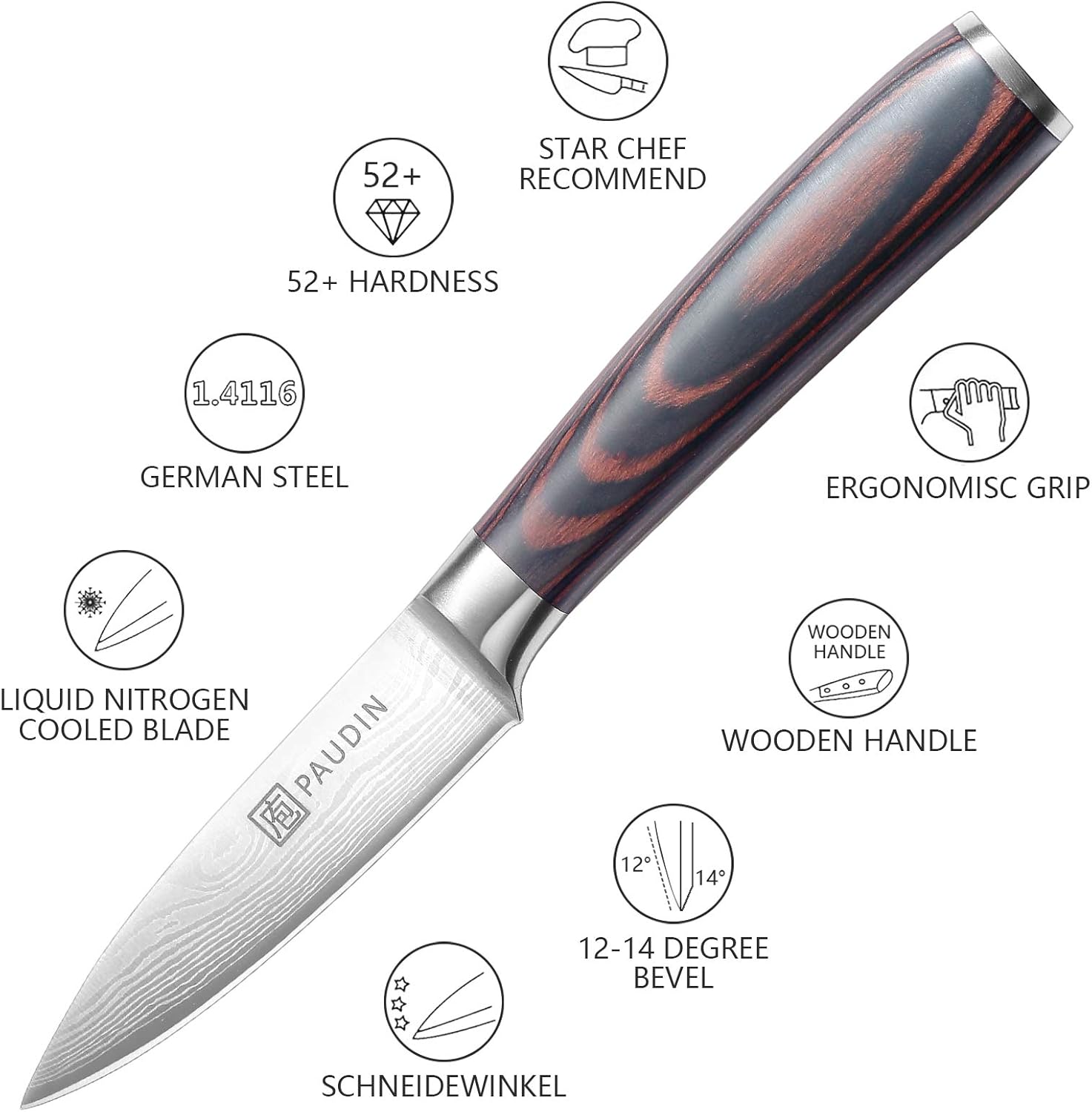 PAUDIN Paring Knife and Kitchen Utility Knife