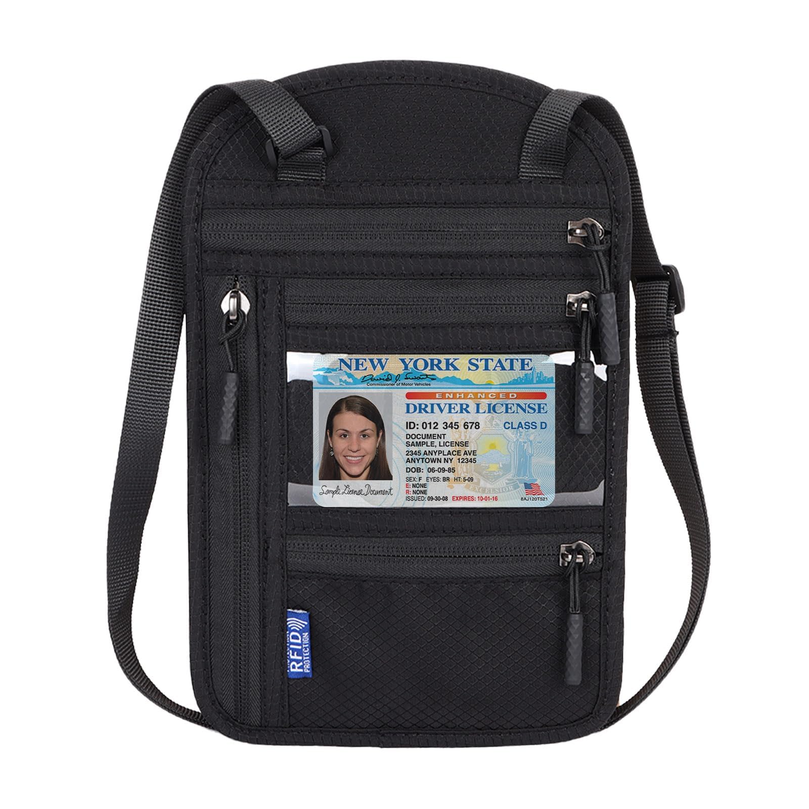 PlliocseTravel Neck Wallet RFID Protection, Passport Holder, Waterproof Travel Wallet with Adjustable Strap