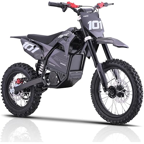 KOOZ HP115E Electric Dirt Bike Ebike for Kids and Teens, 40 MPH 60V 2000W (Max 3000W) Offroad Motorcycle with 14"/12" Tires, Hydraulic Brakes, Ideal for Offroad Riding (40 MPH Grey)