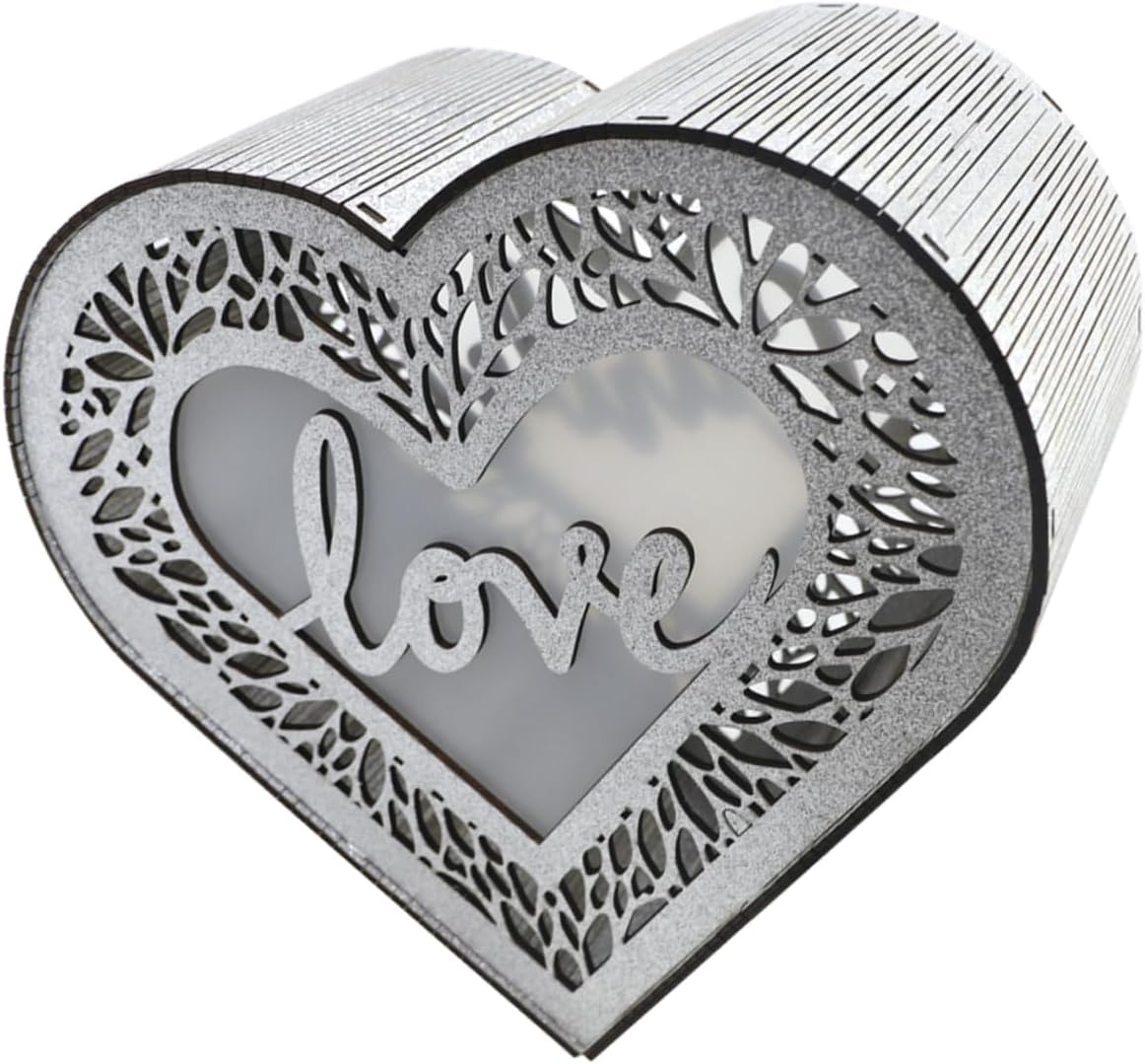 SHOWERORO Wooden Heart-shaped Card Box for Weddings Graduations Special Events Elegant Hollow Design for Greeting Cards Envelopes Diy Decor for Romantic Atmosphere