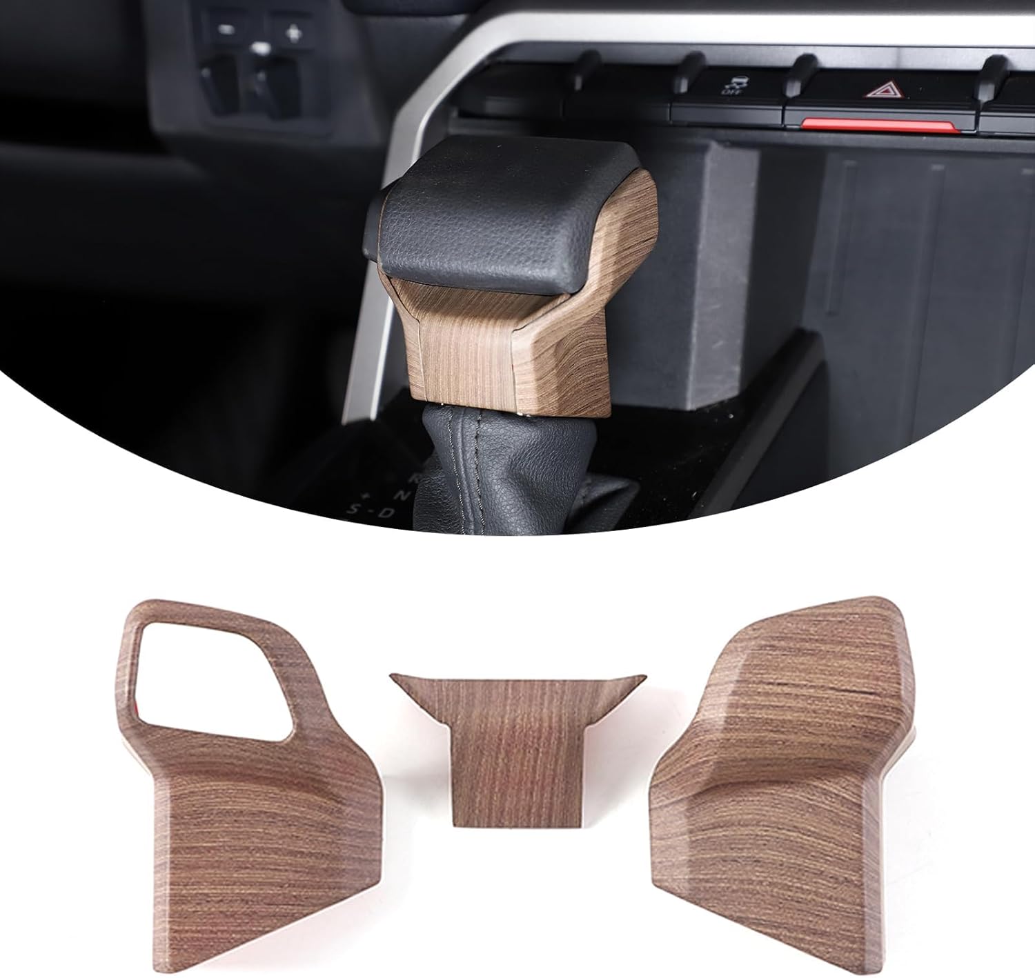 3PCS ABS Car Console Gear Gear Shift Knob Head Protection Trim,Shift Gear Protection Trim,Compatible with Toyota Tacoma 2024+ Interior Accessories (Pear Wood Grain)