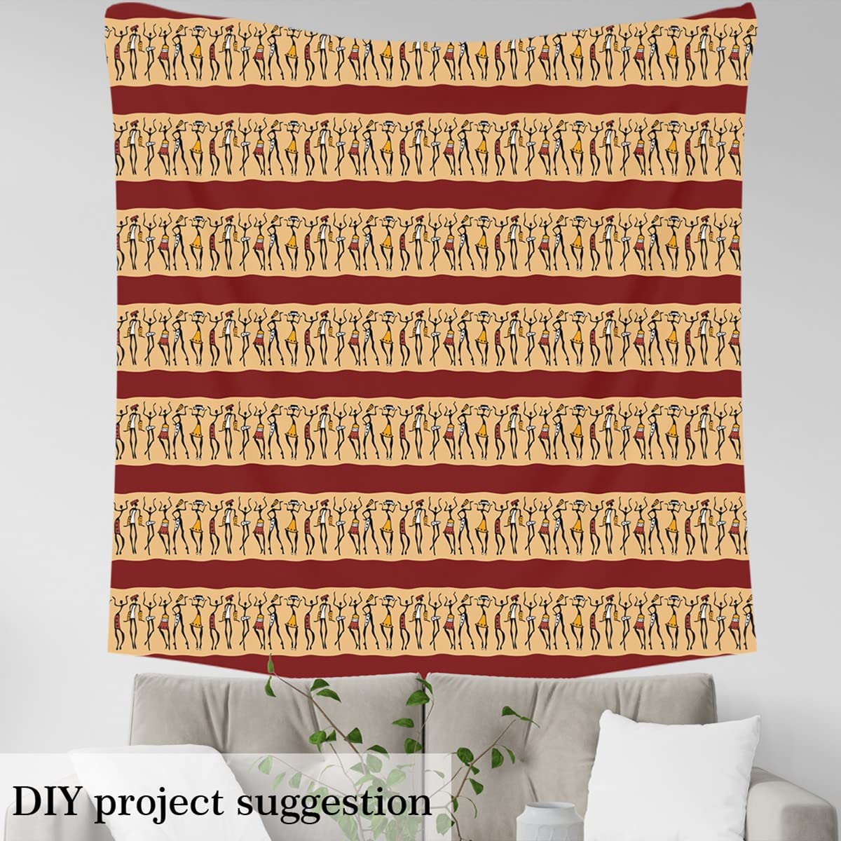 Loussiesd African Woman Fabric by The Yard,African Upholstery Fabric for Chairs,Traditional Exotic Style Fabric for Upholstery and Home DIY Projects,2 Yard,(L184*W150cm) Yellow Red - Image 3