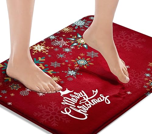 Arttown Tapete de baño de Navidad para baño, color verde, Papá Noel, lavable, tapete para decoración de baño, 18 x 30 pulgadas, para cocina,