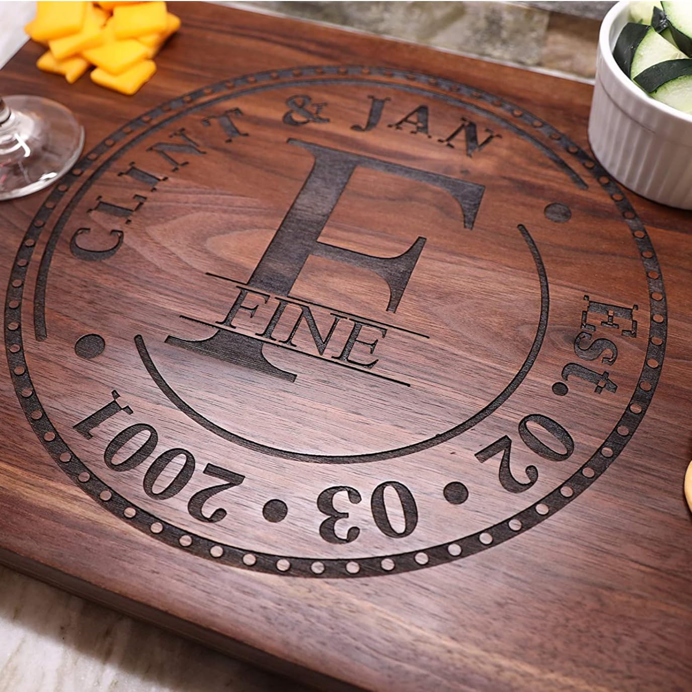 Personalized Cutting Board for Husband or Wife With Engraved Name & Date - Gift for Newlyweds, Chefs, or Cooking Enthusiasts - Custom Wedding gifts