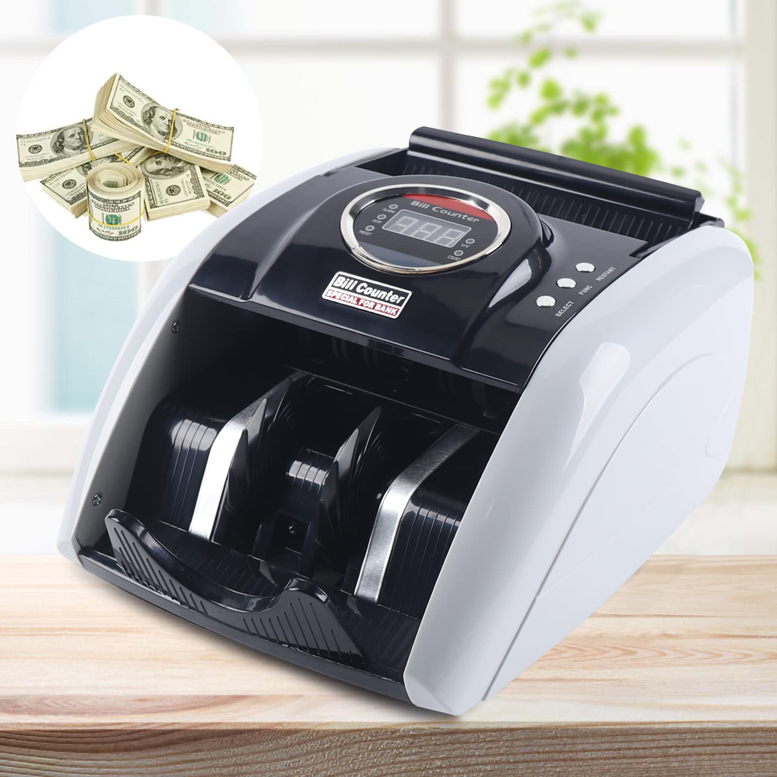 Contatore di banconote da tavolo, circa 900 pezzi/min, contatore di banconote con display a LED e reset automatico, per negozi al dettaglio, supermercati, hotel