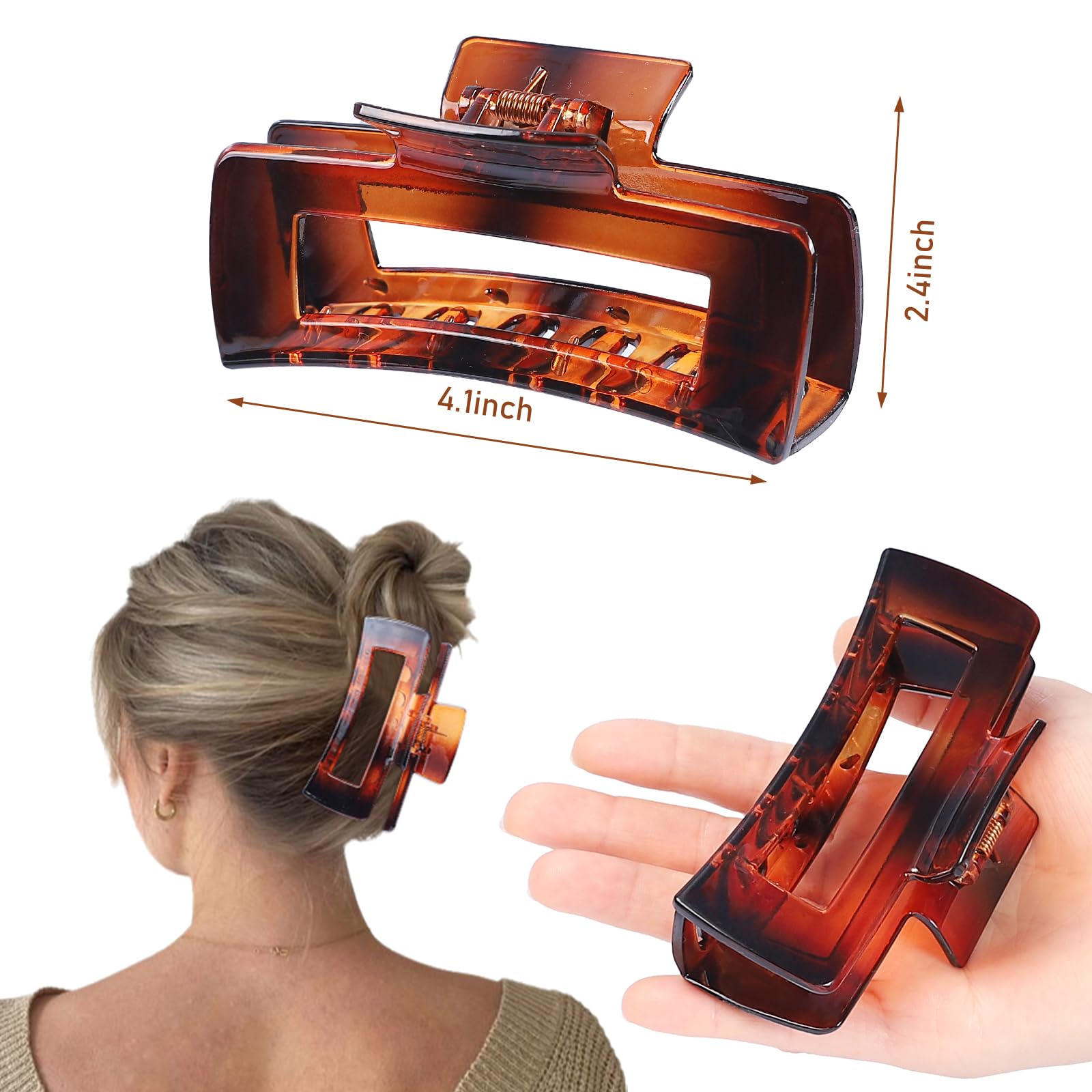 Amazon.com : CHANDAT 4.1 Inch Large Hair Clips 8 Pcs Square 