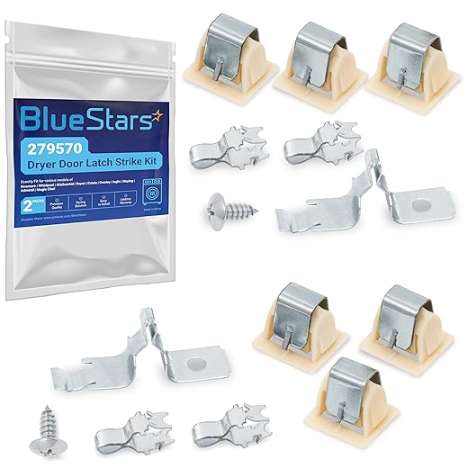 BlueStars Universal Appliance Door Latch Kit 279570 PS334230 AP3094183 14205029 236877 420198 423232 EED4300TQ0 LTE5243DQ6 - Compatible with GE Whirlpool Kenmore Roper KitchenAid Dryers and more