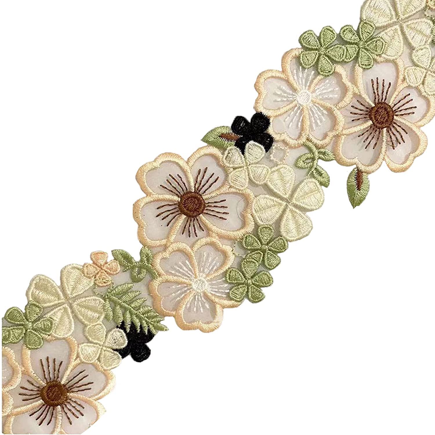 0,9 M 3d Fleur Bordure En Dentelle Ruban 12 Cm De Largeur