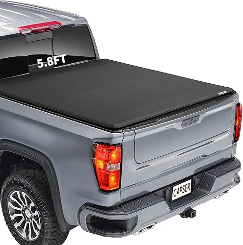 CAPSER Cubierta tonneau enrollable suave de 5.8 pies compatible con Chevy Silverado 2019-2024GMC Sierra 1500 Fleetside 5.8 pies (69.9 pulgadas)