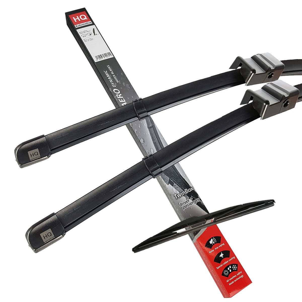 HQ Automotive Wiper Blades for Mazda 3 Bk (2003-2008) Front Rear Kit, Adb91-122|Hq14B