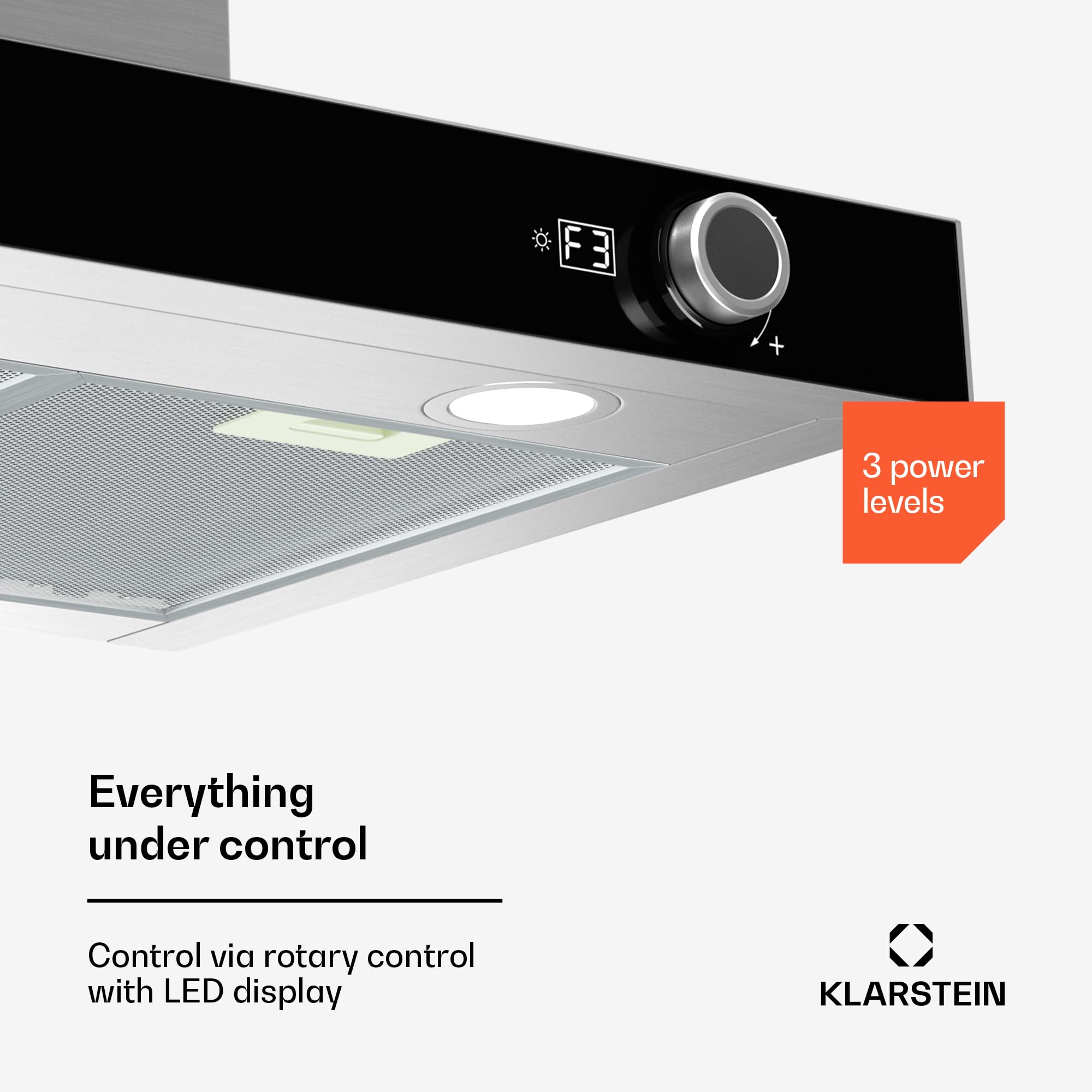Klarstein AirNova Okap kuchenny - Okap ścienny 60 cm, 614 m³/h, Klasa energetyczna A++, Oświetlenie LED, Cichy 49 dB, Recyrkulacja i wyciąg, Stal nierdzewna