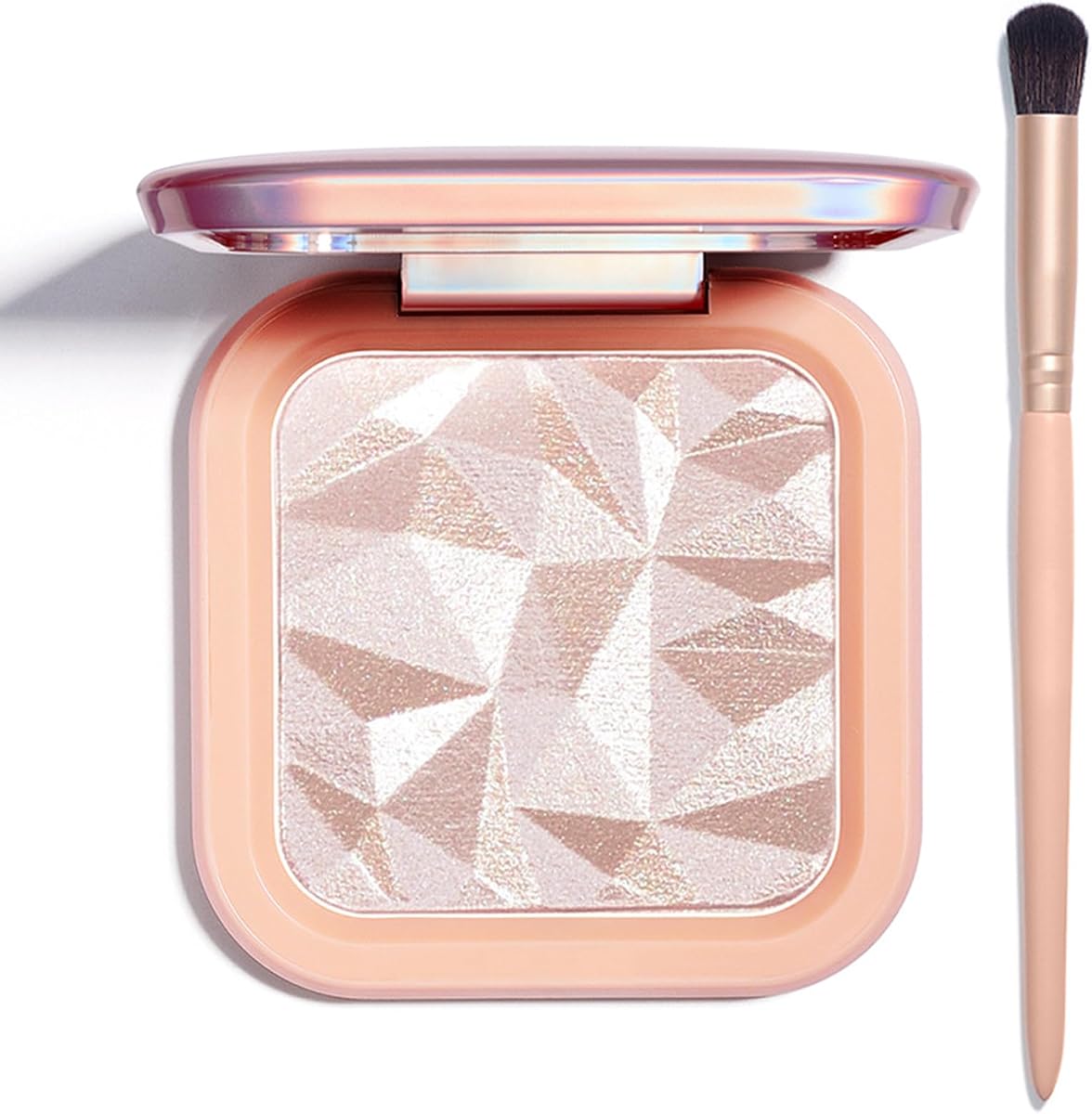 Highlighter Makeup Palette Shimmer Contour Palette (Nude Pink, 0.39oz) | for Brighten Face Contour Gold Cheek Highlight Makeup, Long Lasting Highlighter Powder with Mirror for Illuminator Makeup