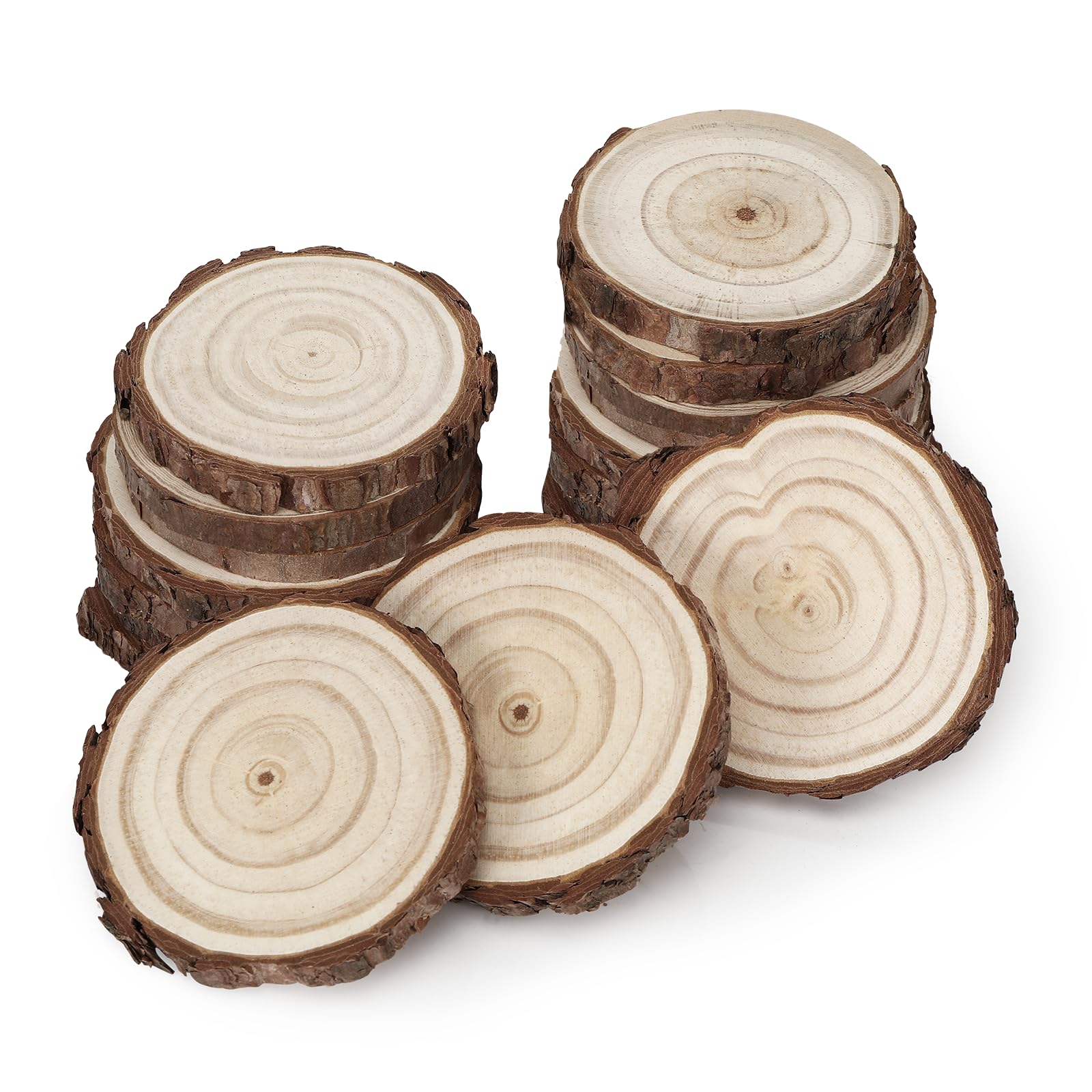 Rondin de Bois Deco 3 Pcs 20-22 CM - Tranches de Bois Naturel Convient pour Decoration Noel Bois, Marque Place Mariage