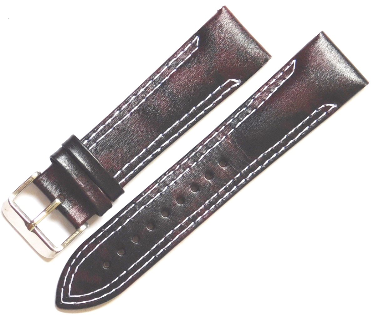 22mm Cherry Plain Leather Strap for Watch with Dual White Stitch & Sloop Padded (B07D67RLJJ) Amazon Price History, Amazon Price Tracker