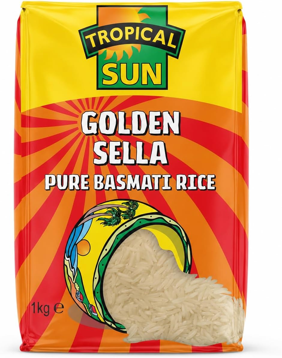 Tropical Sun Golden Sella Basmati Rice | 5kg | Pack of 1 | Yellow & Orange