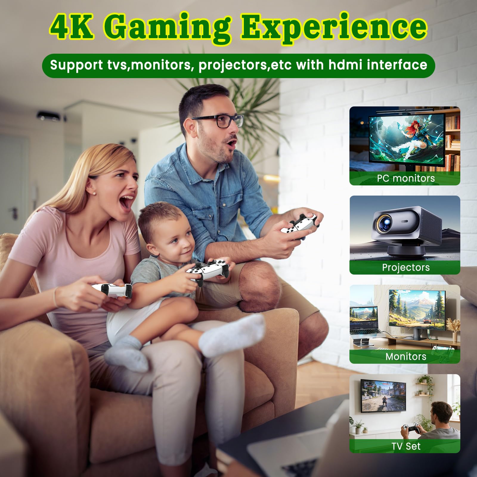 Upgraded Video Game Stick 2026 Retro Gaming Console Built-in 23 Emulators, 20000+ Game System with 4K HDMI Output, Plug & Play Gamestick with 2 Controllers, Easter Gifts for Kid Adults - Mac — view 3
