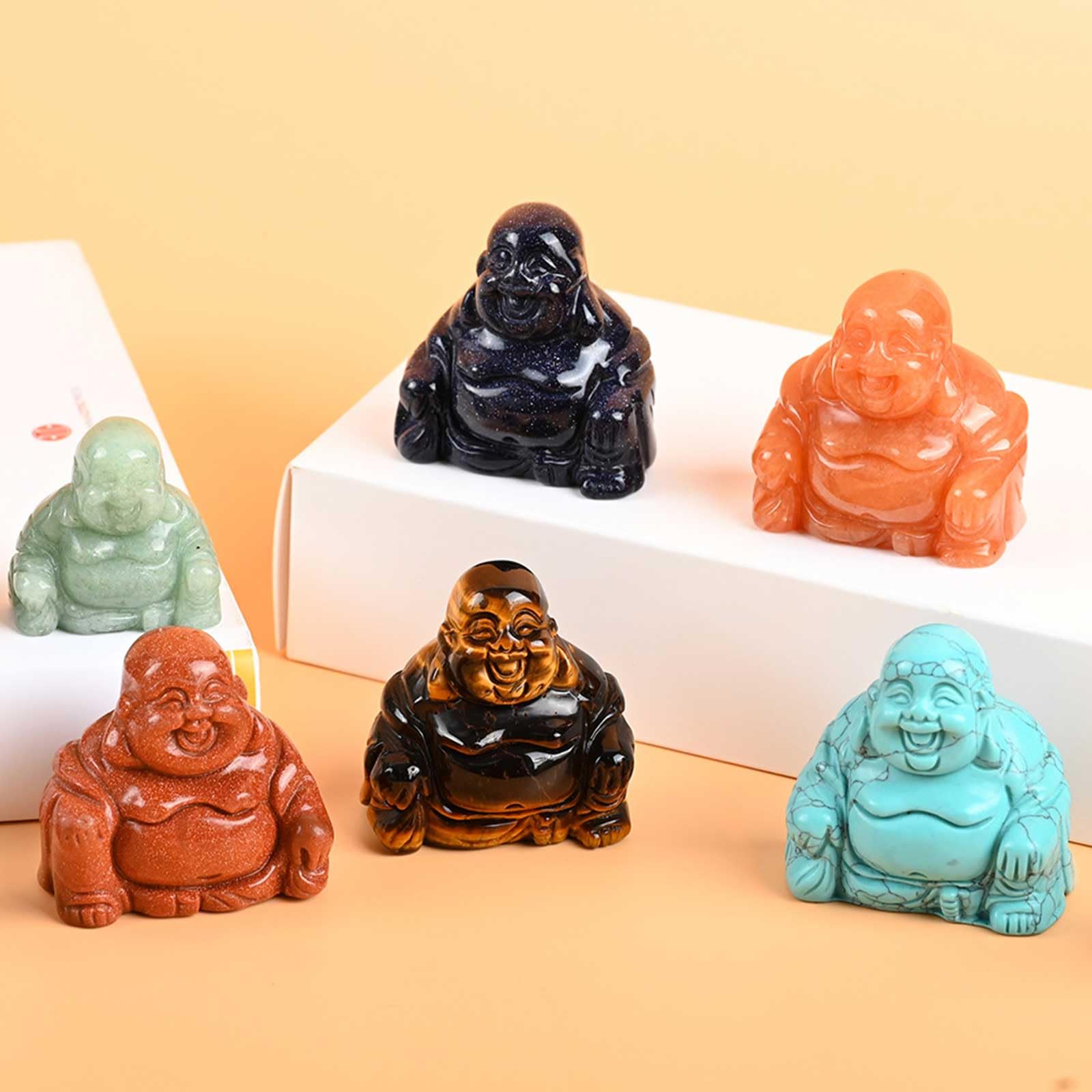 5 Stück Kristalle Buddha handgeschnitzte Heilsteine ​​Figur