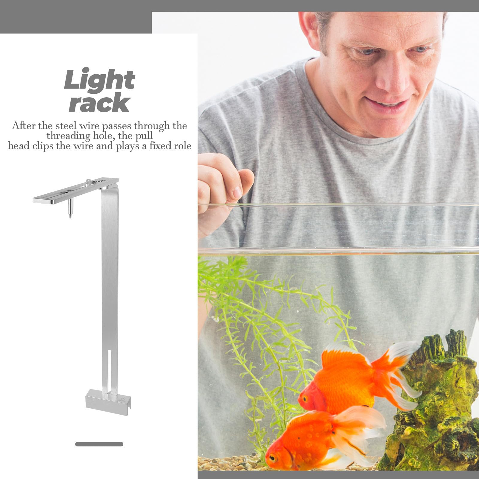 Supporto Singolo di Lega Acquario Lampada per Alluminio e Argento Braccio, Materiale Resistente Durevole Accessori Illuminazione